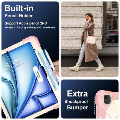 For iPad Air 13 2025 / 2024 Contrast Color Robot Silicone Hybrid PC Tablet Case(Rose Gold Beige) - iPad Air 13 2025 / 2024 Cases by buy2fix | Online Shopping UK | buy2fix