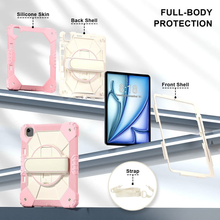For iPad Air 13 2025 / 2024 Contrast Color Robot Silicone Hybrid PC Tablet Case(Rose Gold Beige) - iPad Air 13 2025 / 2024 Cases by buy2fix | Online Shopping UK | buy2fix