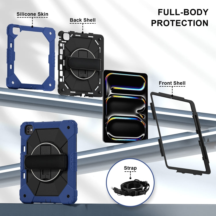 For iPad Pro 13 2024 Contrast Color Robot Silicone Hybrid PC Tablet Case(Navy Black) - iPad Pro 13 2024 Cases by buy2fix | Online Shopping UK | buy2fix