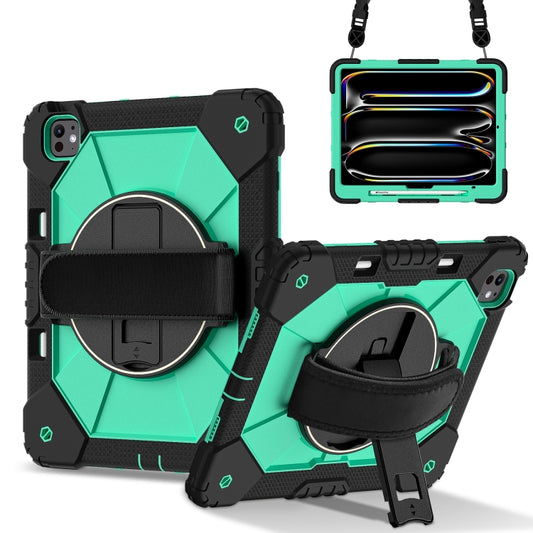For iPad Pro 13 2024 Contrast Color Robot Silicone Hybrid PC Tablet Case(Black Mint Green) - iPad Pro 13 2024 Cases by buy2fix | Online Shopping UK | buy2fix