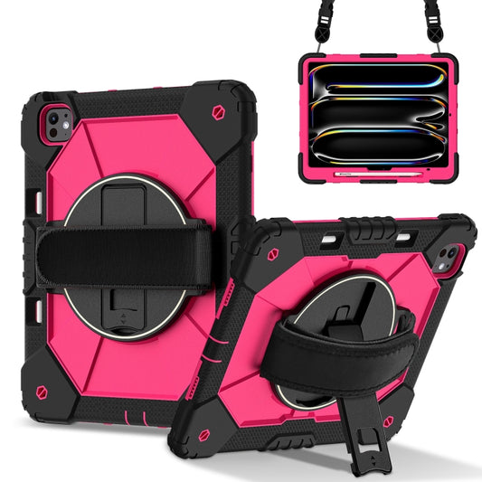 For iPad Pro 13 2024 Contrast Color Robot Silicone Hybrid PC Tablet Case(Black Rose Red) - iPad Pro 13 2024 Cases by buy2fix | Online Shopping UK | buy2fix