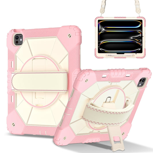 For iPad Pro 13 2024 Contrast Color Robot Silicone Hybrid PC Tablet Case(Rose Gold Beige) - iPad Pro 13 2024 Cases by buy2fix | Online Shopping UK | buy2fix