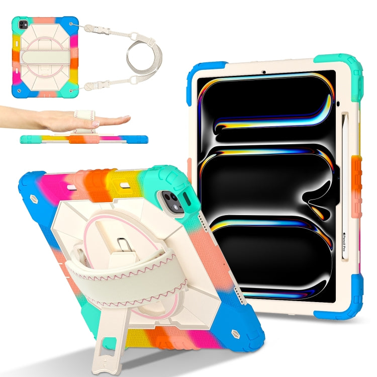 For iPad Pro 13 2024 Contrast Color Robot Silicone Hybrid PC Tablet Case(Colorful Blue) - iPad Pro 13 2024 Cases by buy2fix | Online Shopping UK | buy2fix