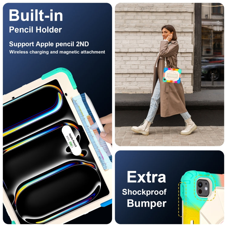 For iPad Pro 13 2024 Contrast Color Robot Silicone Hybrid PC Tablet Case(Colorful Blue) - iPad Pro 13 2024 Cases by buy2fix | Online Shopping UK | buy2fix