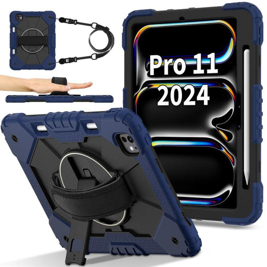 For iPad Pro 11 2024 Contrast Color Robot Silicone Hybrid PC Tablet Case(Navy Black) - iPad Pro 11 2024 Cases by buy2fix | Online Shopping UK | buy2fix