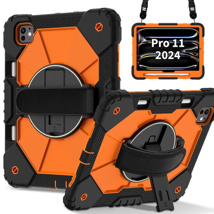 For iPad Pro 11 2024 Contrast Color Robot Silicone Hybrid PC Tablet Case(Black Orange) - iPad Pro 11 2024 Cases by buy2fix | Online Shopping UK | buy2fix