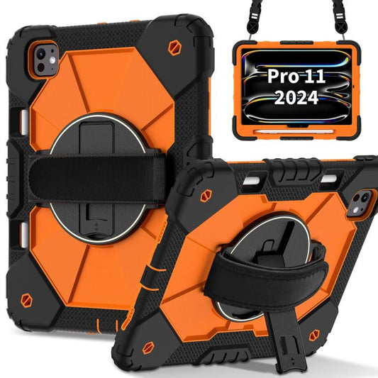 For iPad Pro 11 2024 Contrast Color Robot Silicone Hybrid PC Tablet Case(Black Orange) - iPad Pro 11 2024 Cases by buy2fix | Online Shopping UK | buy2fix