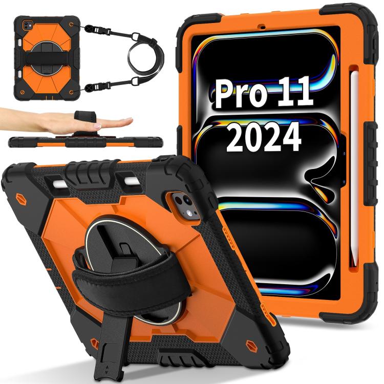 For iPad Pro 11 2024 Contrast Color Robot Silicone Hybrid PC Tablet Case(Black Orange) - iPad Pro 11 2024 Cases by buy2fix | Online Shopping UK | buy2fix