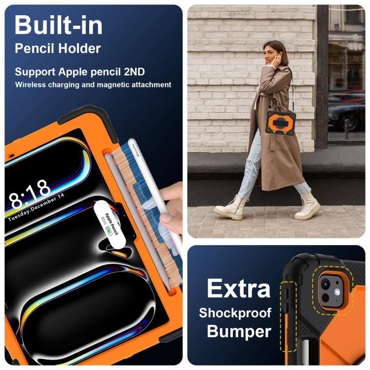 For iPad Pro 11 2024 Contrast Color Robot Silicone Hybrid PC Tablet Case(Black Orange) - iPad Pro 11 2024 Cases by buy2fix | Online Shopping UK | buy2fix