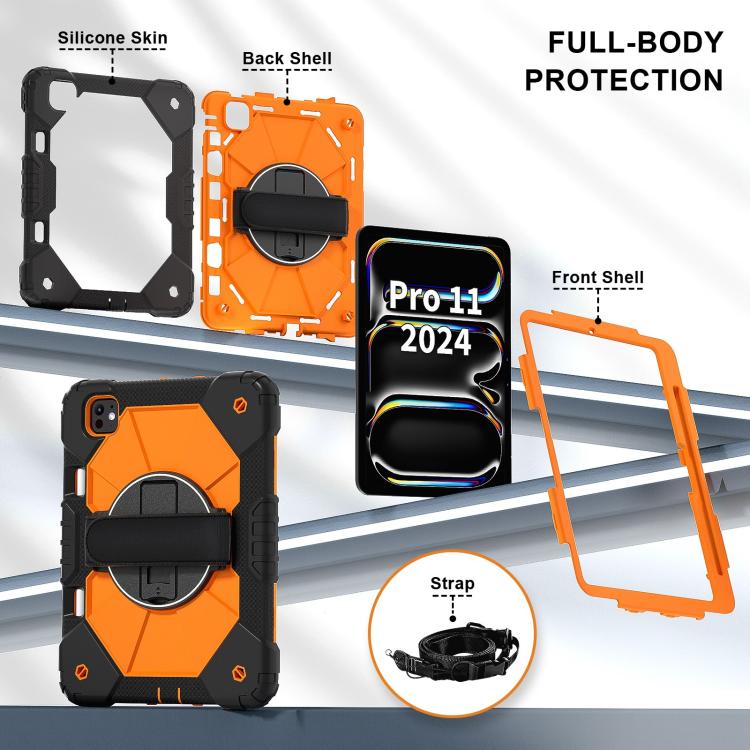 For iPad Pro 11 2024 Contrast Color Robot Silicone Hybrid PC Tablet Case(Black Orange) - iPad Pro 11 2024 Cases by buy2fix | Online Shopping UK | buy2fix