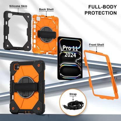 For iPad Pro 11 2024 Contrast Color Robot Silicone Hybrid PC Tablet Case(Black Orange) - iPad Pro 11 2024 Cases by buy2fix | Online Shopping UK | buy2fix