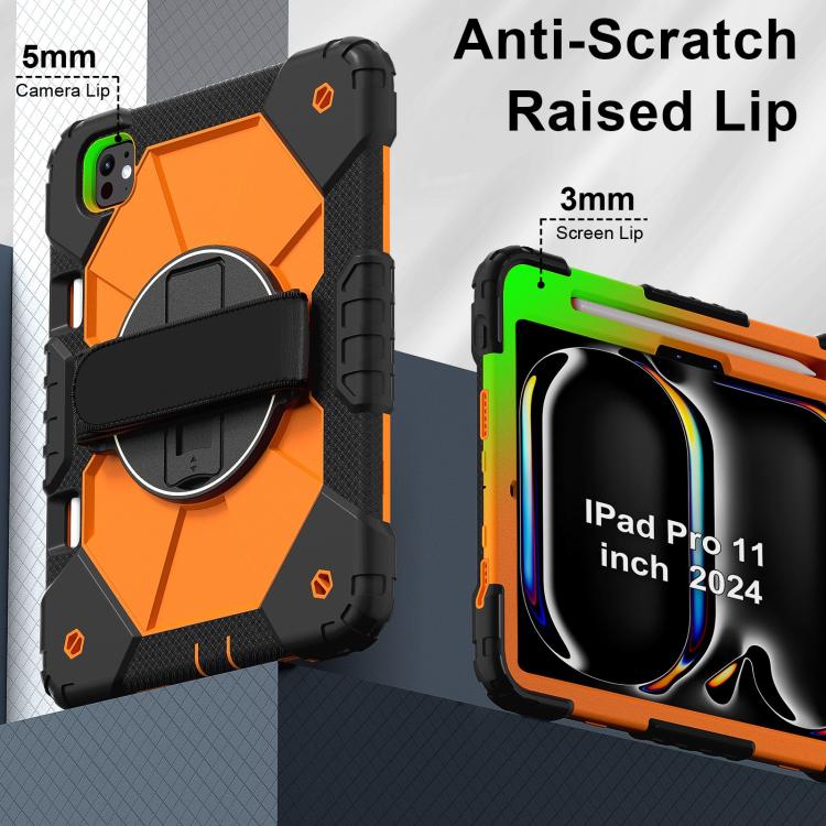 For iPad Pro 11 2024 Contrast Color Robot Silicone Hybrid PC Tablet Case(Black Orange) - iPad Pro 11 2024 Cases by buy2fix | Online Shopping UK | buy2fix