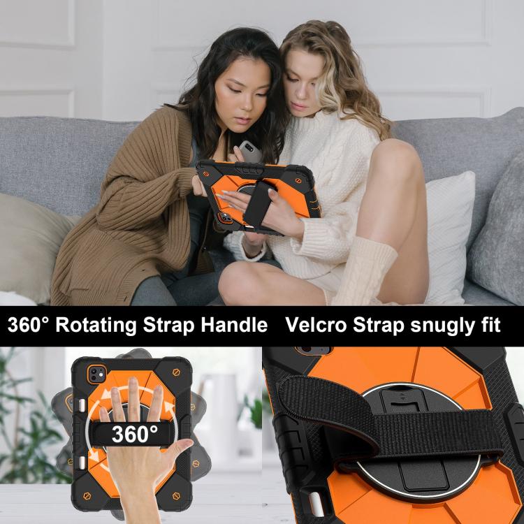 For iPad Pro 11 2024 Contrast Color Robot Silicone Hybrid PC Tablet Case(Black Orange) - iPad Pro 11 2024 Cases by buy2fix | Online Shopping UK | buy2fix