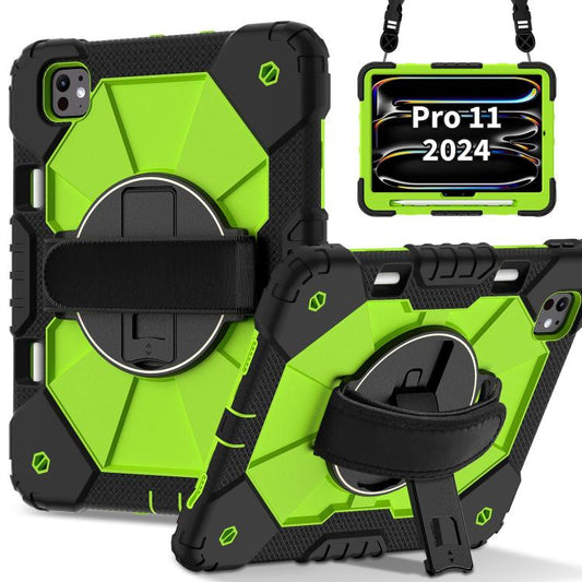 For iPad Pro 11 2024 Contrast Color Robot Silicone Hybrid PC Tablet Case(Black Yellow Green) - iPad Pro 11 2024 Cases by buy2fix | Online Shopping UK | buy2fix