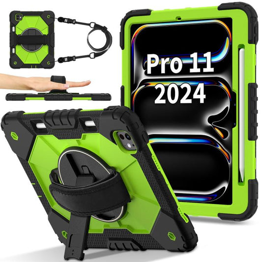 For iPad Pro 11 2024 Contrast Color Robot Silicone Hybrid PC Tablet Case(Black Yellow Green) - iPad Pro 11 2024 Cases by buy2fix | Online Shopping UK | buy2fix