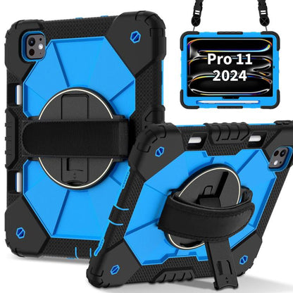 For iPad Pro 11 2024 Contrast Color Robot Silicone Hybrid PC Tablet Case(Black Blue) - iPad Pro 11 2024 Cases by buy2fix | Online Shopping UK | buy2fix