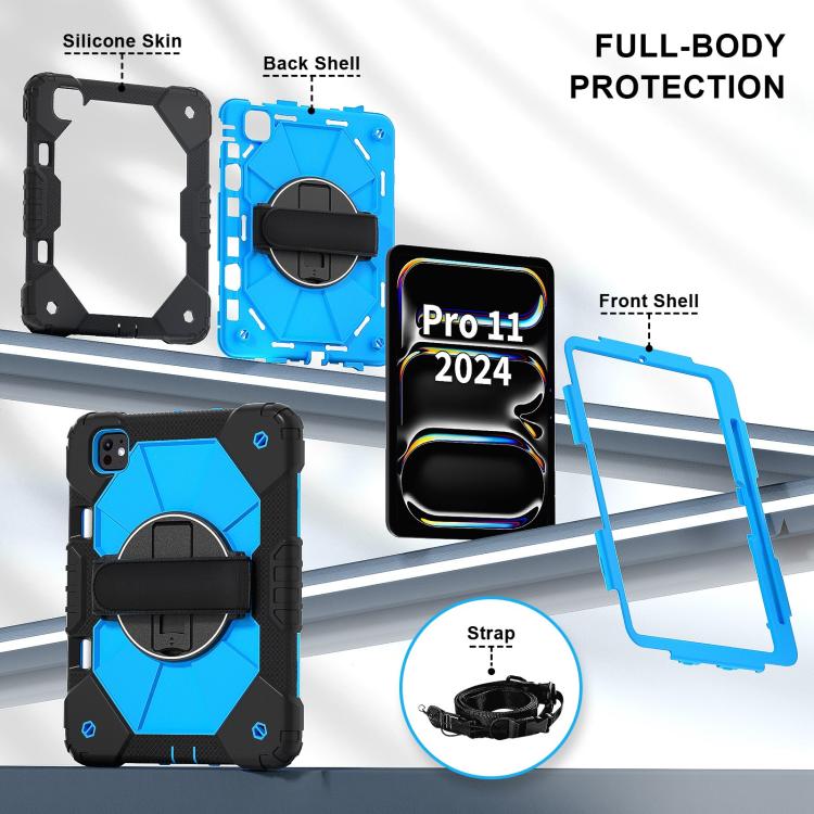 For iPad Pro 11 2024 Contrast Color Robot Silicone Hybrid PC Tablet Case(Black Blue) - iPad Pro 11 2024 Cases by buy2fix | Online Shopping UK | buy2fix