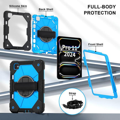 For iPad Pro 11 2024 Contrast Color Robot Silicone Hybrid PC Tablet Case(Black Blue) - iPad Pro 11 2024 Cases by buy2fix | Online Shopping UK | buy2fix