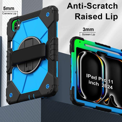 For iPad Pro 11 2024 Contrast Color Robot Silicone Hybrid PC Tablet Case(Black Blue) - iPad Pro 11 2024 Cases by buy2fix | Online Shopping UK | buy2fix