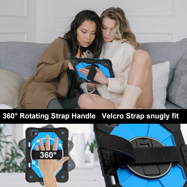 For iPad Pro 11 2024 Contrast Color Robot Silicone Hybrid PC Tablet Case(Black Blue) - iPad Pro 11 2024 Cases by buy2fix | Online Shopping UK | buy2fix