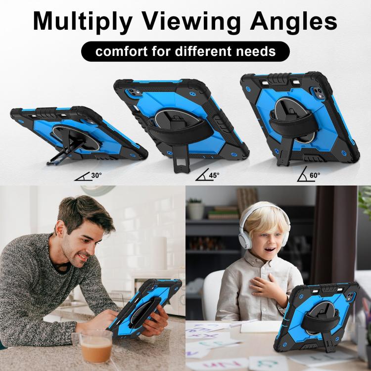 For iPad Pro 11 2024 Contrast Color Robot Silicone Hybrid PC Tablet Case(Black Blue) - iPad Pro 11 2024 Cases by buy2fix | Online Shopping UK | buy2fix