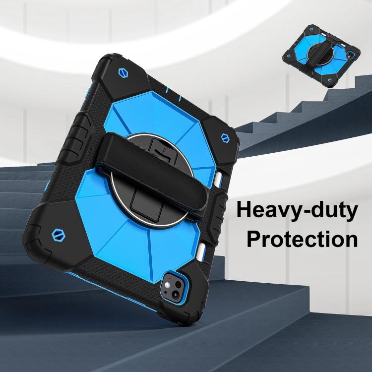 For iPad Pro 11 2024 Contrast Color Robot Silicone Hybrid PC Tablet Case(Black Blue) - iPad Pro 11 2024 Cases by buy2fix | Online Shopping UK | buy2fix