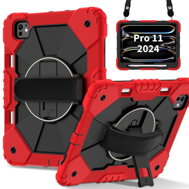 For iPad Pro 11 2024 Contrast Color Robot Silicone Hybrid PC Tablet Case(Red Black) - iPad Pro 11 2024 Cases by buy2fix | Online Shopping UK | buy2fix