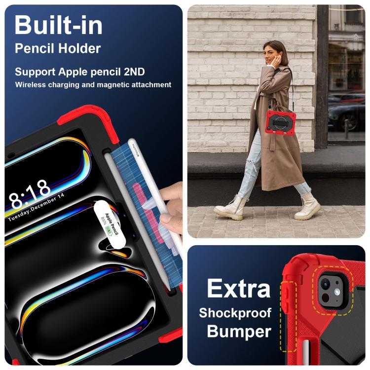 For iPad Pro 11 2024 Contrast Color Robot Silicone Hybrid PC Tablet Case(Red Black) - iPad Pro 11 2024 Cases by buy2fix | Online Shopping UK | buy2fix