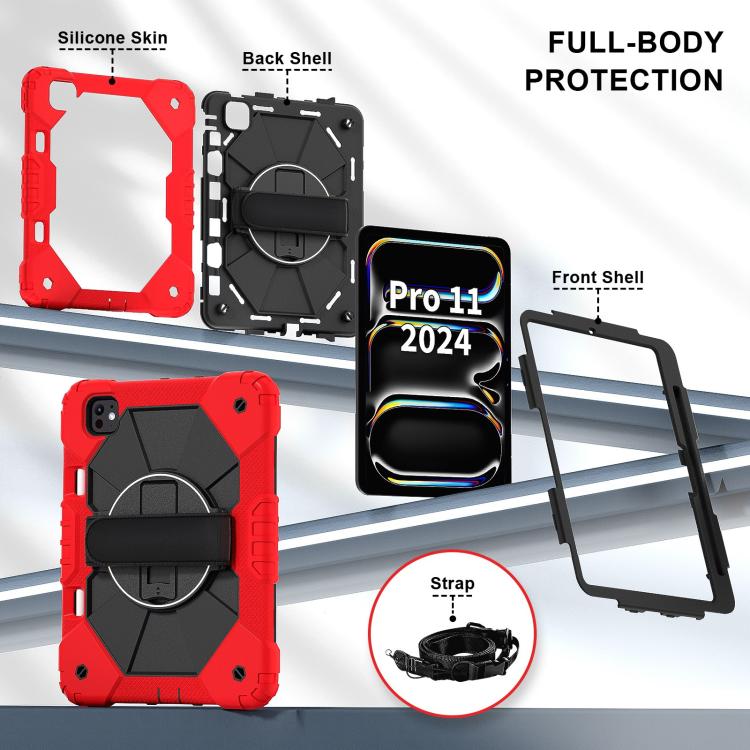 For iPad Pro 11 2024 Contrast Color Robot Silicone Hybrid PC Tablet Case(Red Black) - iPad Pro 11 2024 Cases by buy2fix | Online Shopping UK | buy2fix