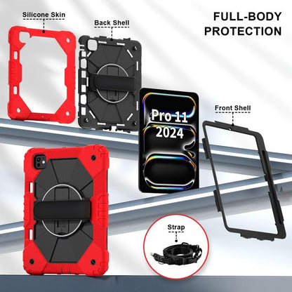 For iPad Pro 11 2024 Contrast Color Robot Silicone Hybrid PC Tablet Case(Red Black) - iPad Pro 11 2024 Cases by buy2fix | Online Shopping UK | buy2fix
