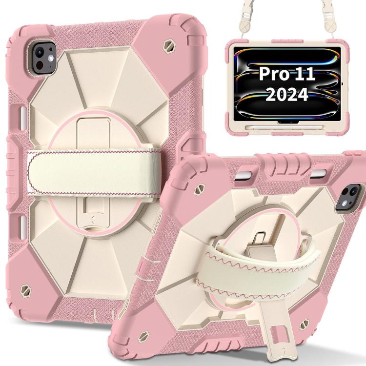 For iPad Pro 11 2024 Contrast Color Robot Silicone Hybrid PC Tablet Case(Rose Gold Beige) - iPad Pro 11 2024 Cases by buy2fix | Online Shopping UK | buy2fix