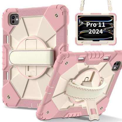 For iPad Pro 11 2024 Contrast Color Robot Silicone Hybrid PC Tablet Case(Rose Gold Beige) - iPad Pro 11 2024 Cases by buy2fix | Online Shopping UK | buy2fix