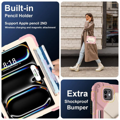 For iPad Pro 11 2024 Contrast Color Robot Silicone Hybrid PC Tablet Case(Rose Gold Beige) - iPad Pro 11 2024 Cases by buy2fix | Online Shopping UK | buy2fix