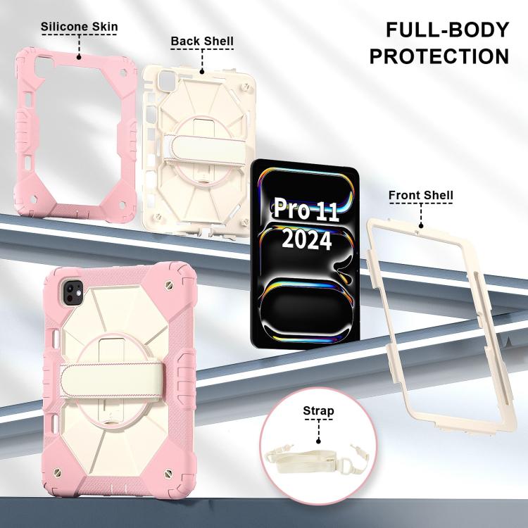 For iPad Pro 11 2024 Contrast Color Robot Silicone Hybrid PC Tablet Case(Rose Gold Beige) - iPad Pro 11 2024 Cases by buy2fix | Online Shopping UK | buy2fix