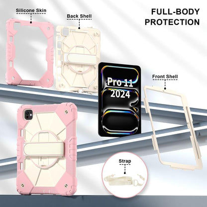 For iPad Pro 11 2024 Contrast Color Robot Silicone Hybrid PC Tablet Case(Rose Gold Beige) - iPad Pro 11 2024 Cases by buy2fix | Online Shopping UK | buy2fix