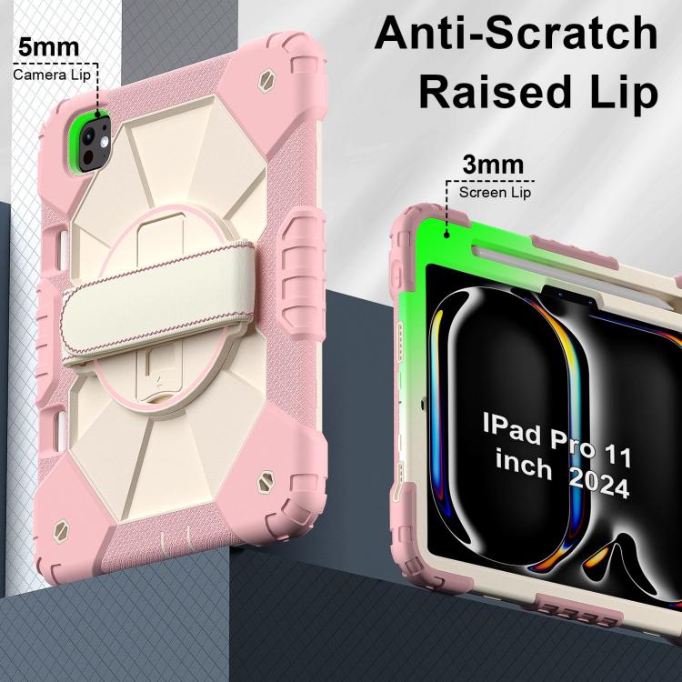 For iPad Pro 11 2024 Contrast Color Robot Silicone Hybrid PC Tablet Case(Rose Gold Beige) - iPad Pro 11 2024 Cases by buy2fix | Online Shopping UK | buy2fix