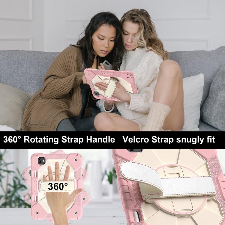 For iPad Pro 11 2024 Contrast Color Robot Silicone Hybrid PC Tablet Case(Rose Gold Beige) - iPad Pro 11 2024 Cases by buy2fix | Online Shopping UK | buy2fix