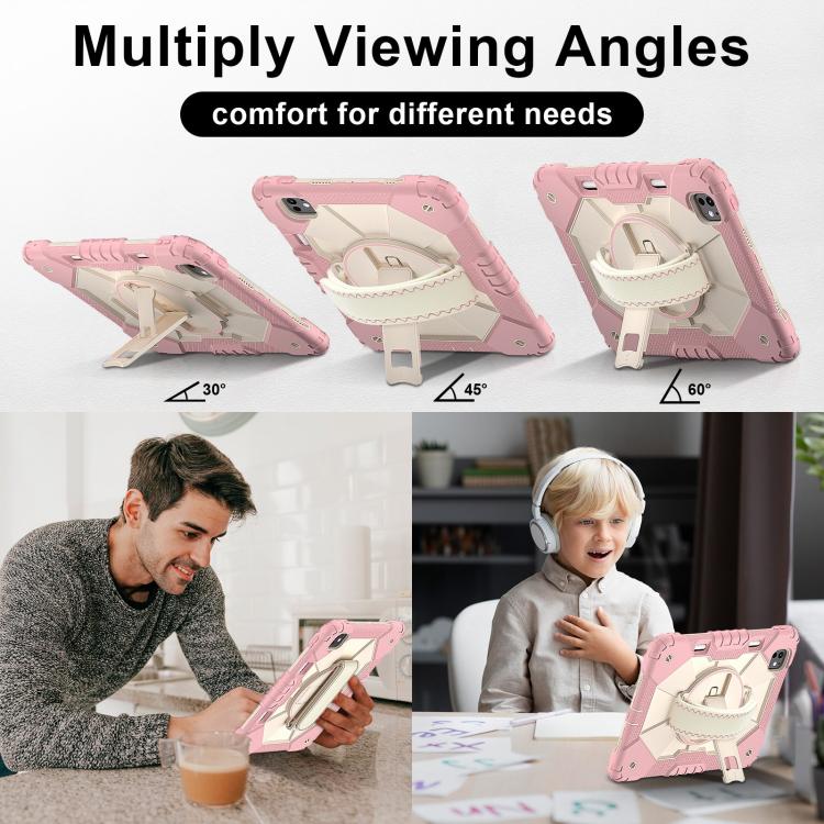 For iPad Pro 11 2024 Contrast Color Robot Silicone Hybrid PC Tablet Case(Rose Gold Beige) - iPad Pro 11 2024 Cases by buy2fix | Online Shopping UK | buy2fix