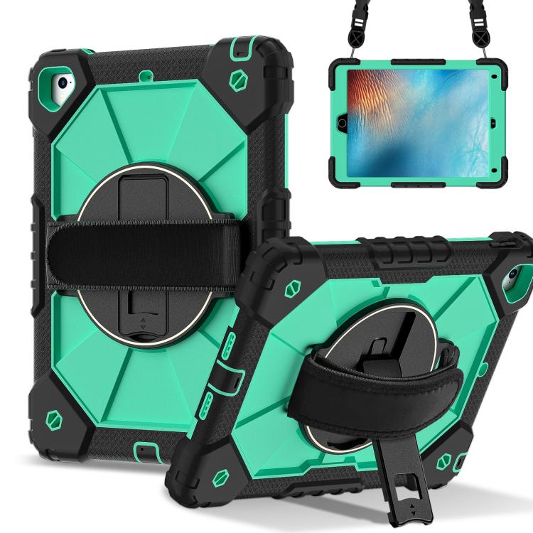 For iPad Pro 9.7 / 9.7 2018 / 2017 Contrast Color Robot Silicone Hybrid PC Tablet Case(Black Mint Green) - iPad 9.7 (2018) & (2017) Cases by buy2fix | Online Shopping UK | buy2fix