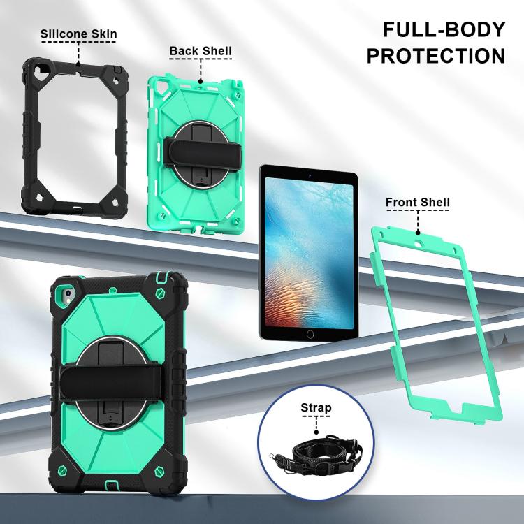 For iPad Pro 9.7 / 9.7 2018 / 2017 Contrast Color Robot Silicone Hybrid PC Tablet Case(Black Mint Green) - iPad 9.7 (2018) & (2017) Cases by buy2fix | Online Shopping UK | buy2fix