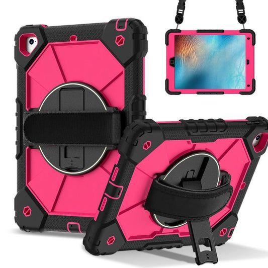 For iPad Pro 9.7 / 9.7 2018 / 2017 Contrast Color Robot Silicone Hybrid PC Tablet Case(Black Rose Red) - iPad 9.7 (2018) & (2017) Cases by buy2fix | Online Shopping UK | buy2fix