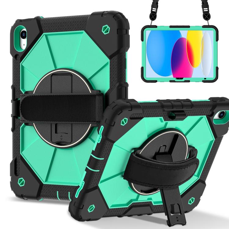 For iPad 2025 / 2022 Contrast Color Robot Silicone Hybrid PC Tablet Case(Black Mint Green) - iPad 2025 / 2022 Cases by buy2fix | Online Shopping UK | buy2fix