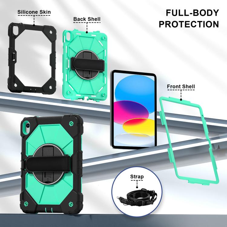 For iPad 2025 / 2022 Contrast Color Robot Silicone Hybrid PC Tablet Case(Black Mint Green) - iPad 2025 / 2022 Cases by buy2fix | Online Shopping UK | buy2fix