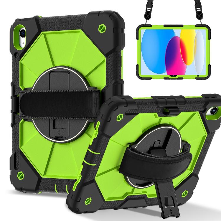 For iPad 2025 / 2022 Contrast Color Robot Silicone Hybrid PC Tablet Case(Black Yellow Green) - iPad 2025 / 2022 Cases by buy2fix | Online Shopping UK | buy2fix