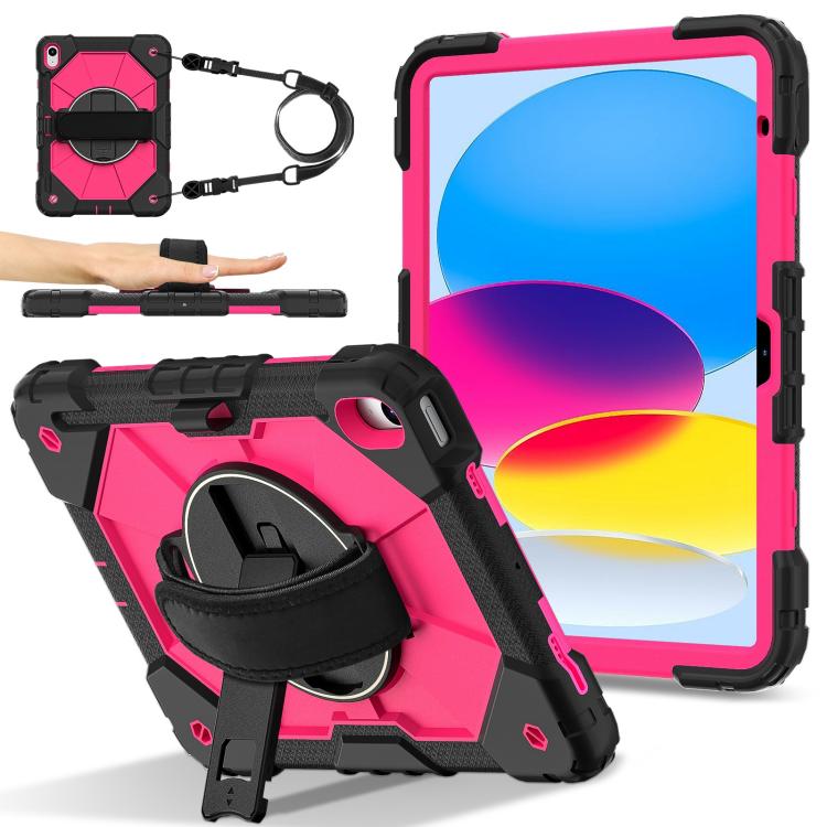 For iPad 2025 / 2022 Contrast Color Robot Silicone Hybrid PC Tablet Case(Black Rose Red) - iPad 2025 / 2022 Cases by buy2fix | Online Shopping UK | buy2fix