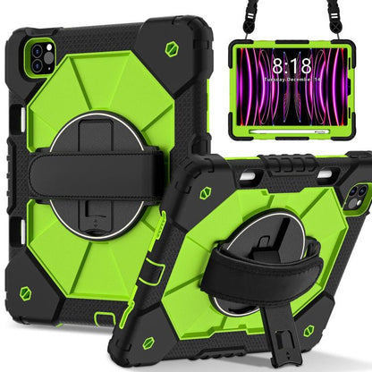 For iPad Air 5 / 4 / Pro 11 Contrast Color Robot Silicone Hybrid PC Tablet Case(Black Yellow Green) - iPad Pro 11 (2022/2021) Cases by buy2fix | Online Shopping UK | buy2fix
