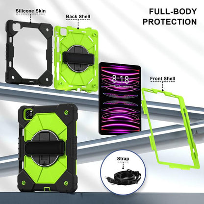 For iPad Air 5 / 4 / Pro 11 Contrast Color Robot Silicone Hybrid PC Tablet Case(Black Yellow Green) - iPad Pro 11 (2022/2021) Cases by buy2fix | Online Shopping UK | buy2fix