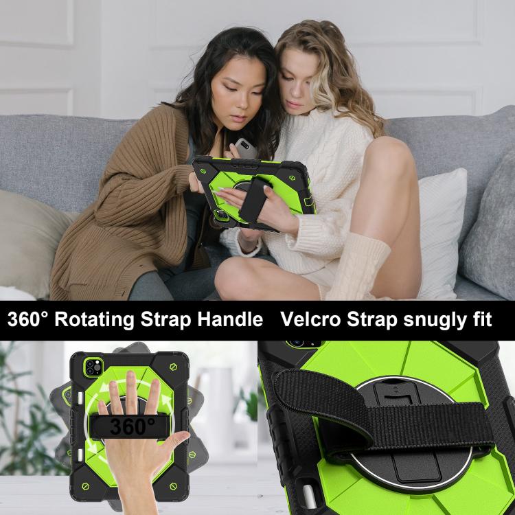 For iPad Air 5 / 4 / Pro 11 Contrast Color Robot Silicone Hybrid PC Tablet Case(Black Yellow Green) - iPad Pro 11 (2022/2021) Cases by buy2fix | Online Shopping UK | buy2fix