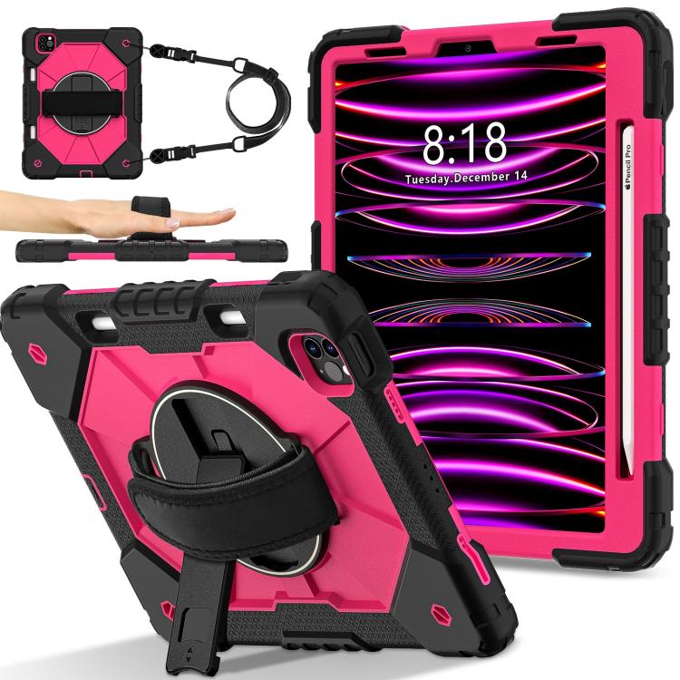 For iPad Air 5 / 4 / Pro 11 Contrast Color Robot Silicone Hybrid PC Tablet Case(Black Rose Red) - iPad Pro 11 (2022/2021) Cases by buy2fix | Online Shopping UK | buy2fix