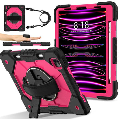 For iPad Air 5 / 4 / Pro 11 Contrast Color Robot Silicone Hybrid PC Tablet Case(Black Rose Red) - iPad Pro 11 (2022/2021) Cases by buy2fix | Online Shopping UK | buy2fix